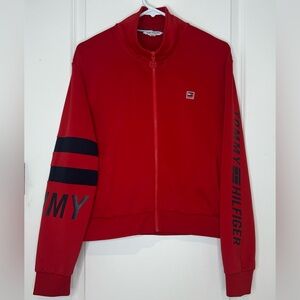 Tommy Hilfiger Sport Red Zip-Up Track Jacket women's Size L activewear